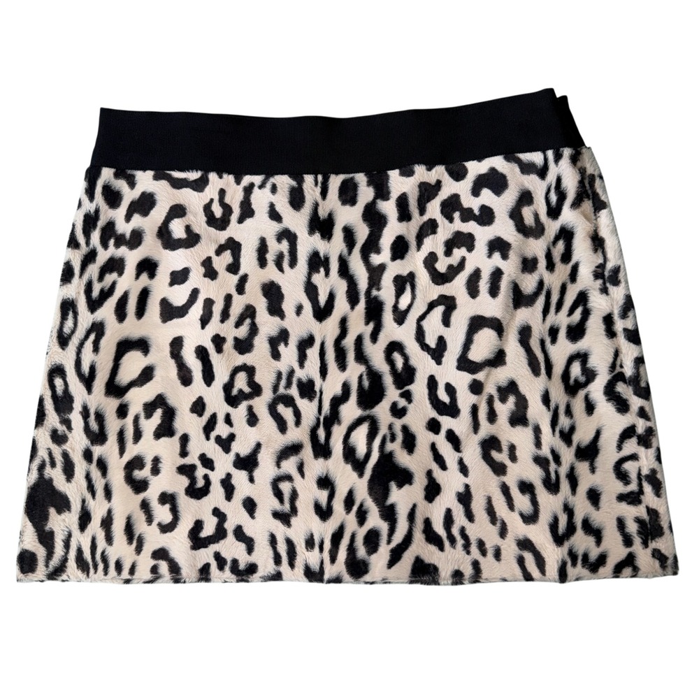 Milly of New York Faux Fur Leopard Print Mini Skirt Size 6